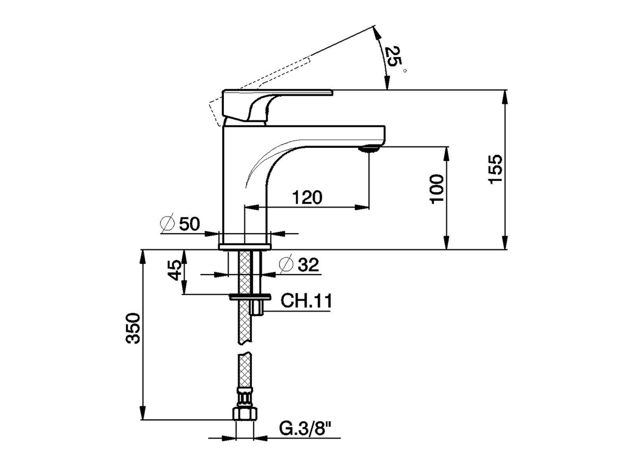 Single lever washbasin mixer 
