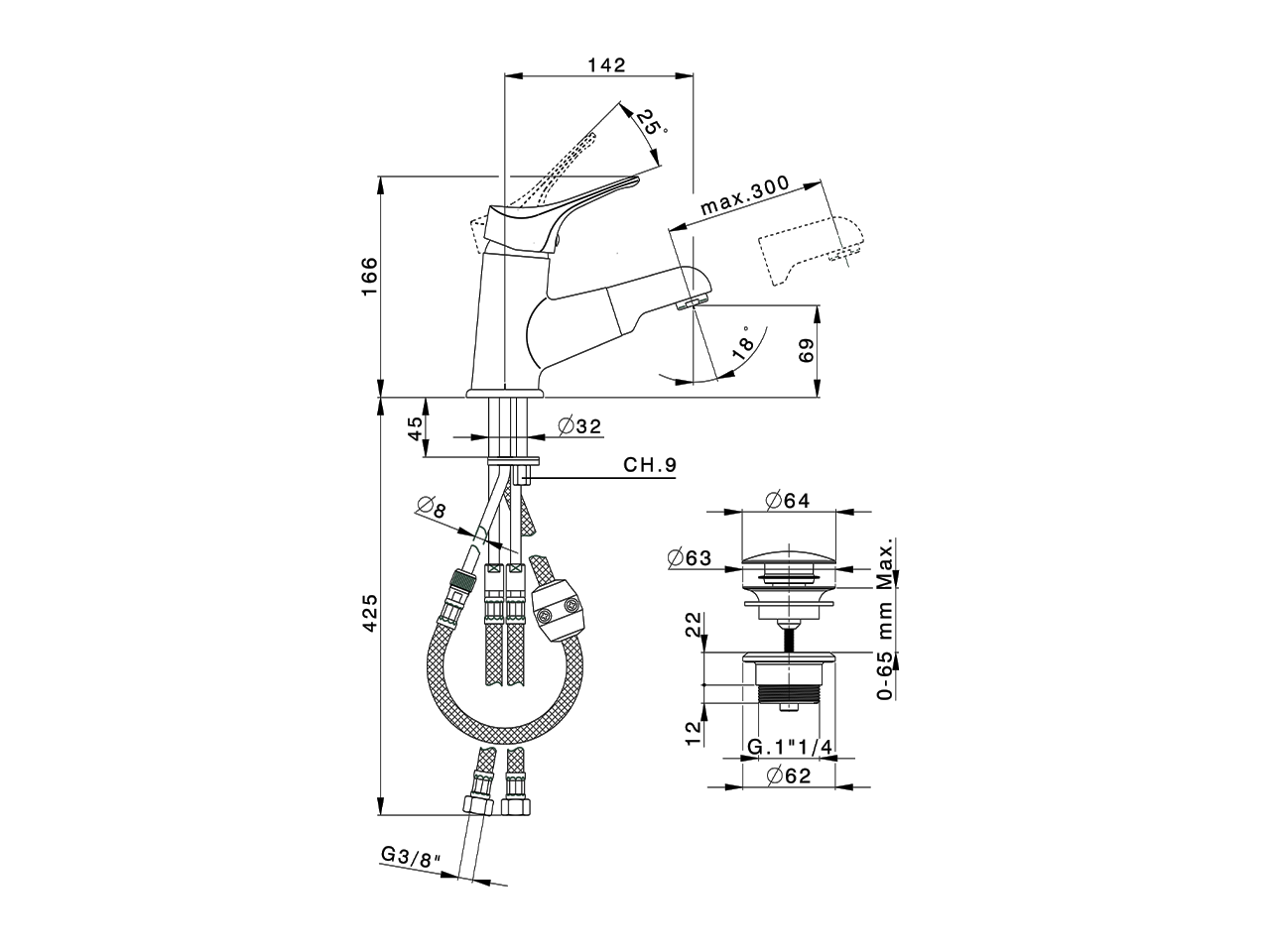 S.L. washbasin mixer with pull-out handspray BACCARAT_BC000610 - v1