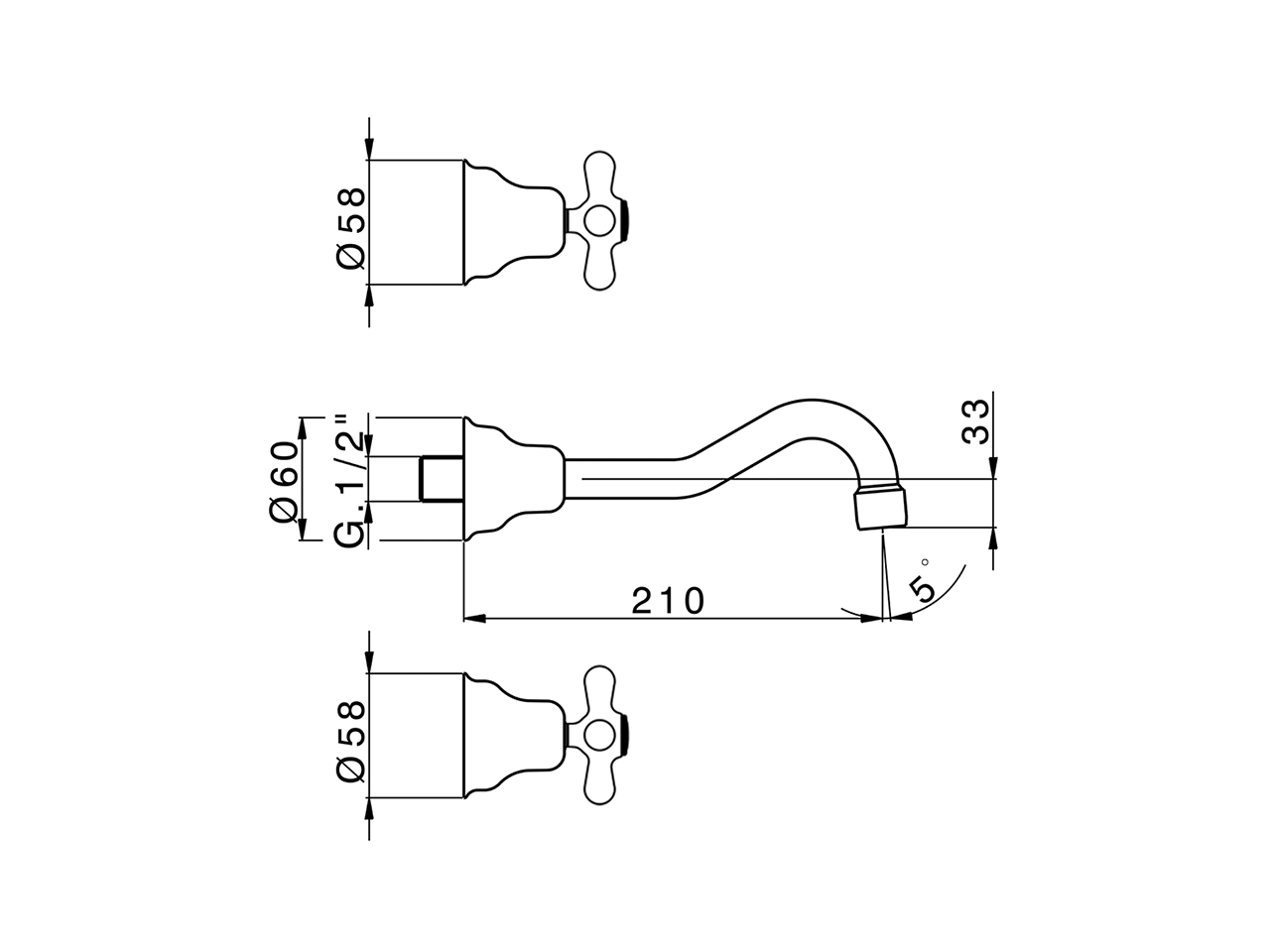 Exposed part for concealed washbasin mixer CROISETTE_CS013510 - v1