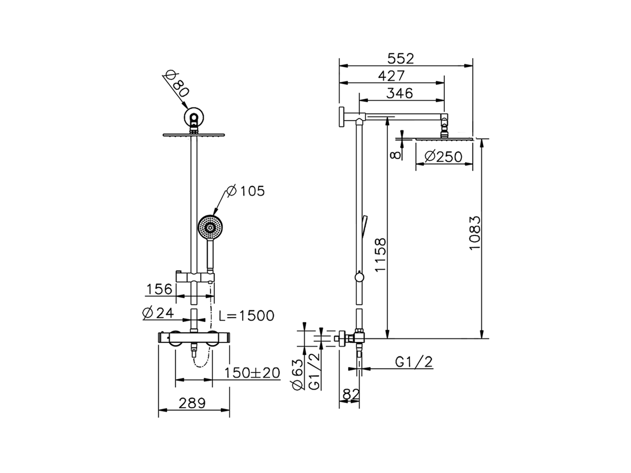 2-function Thermostatic shower set DADO_DDC78020 - v1
