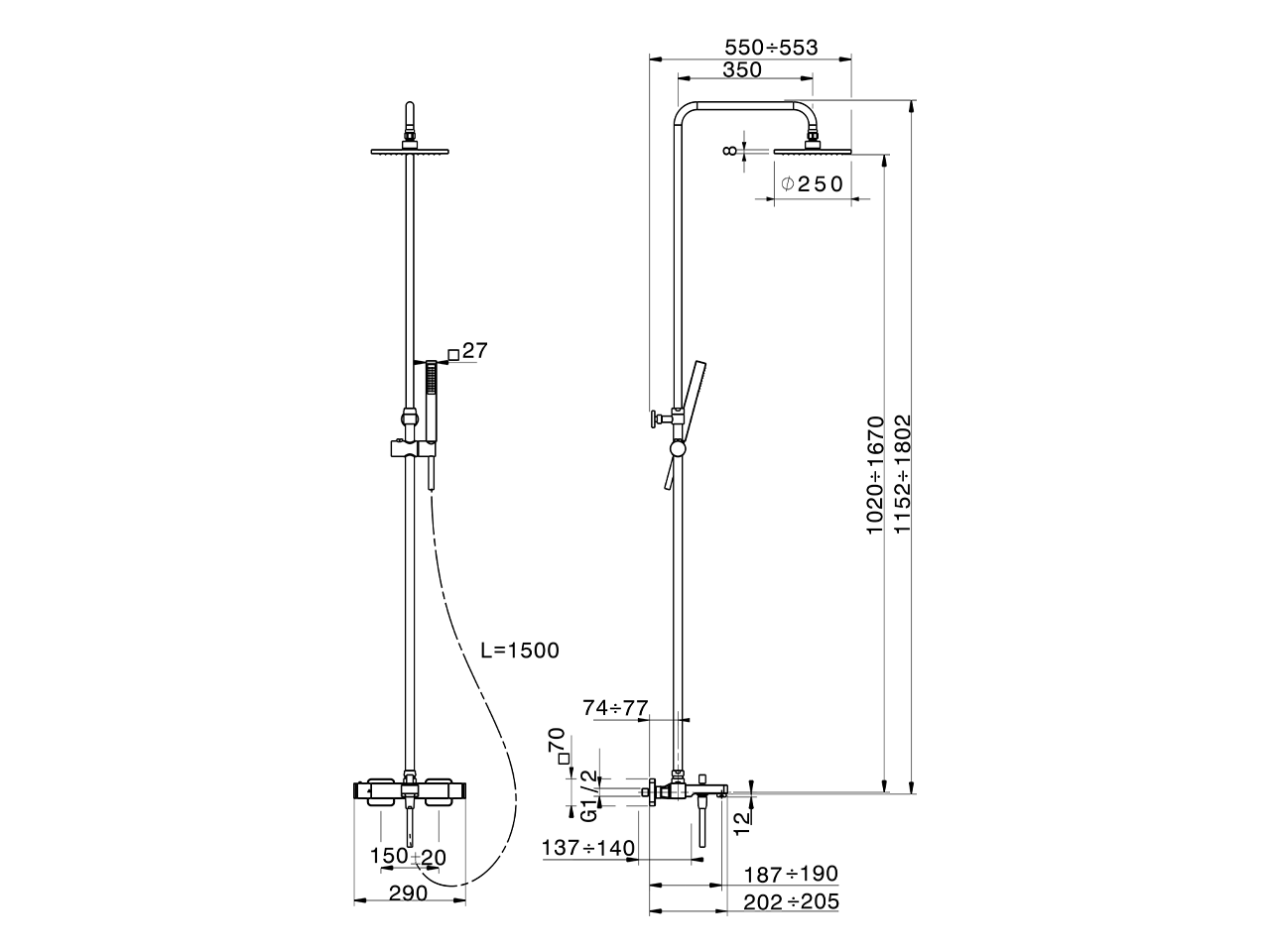 3-function Thermostatic bath set DADO_DDC83010 - v1