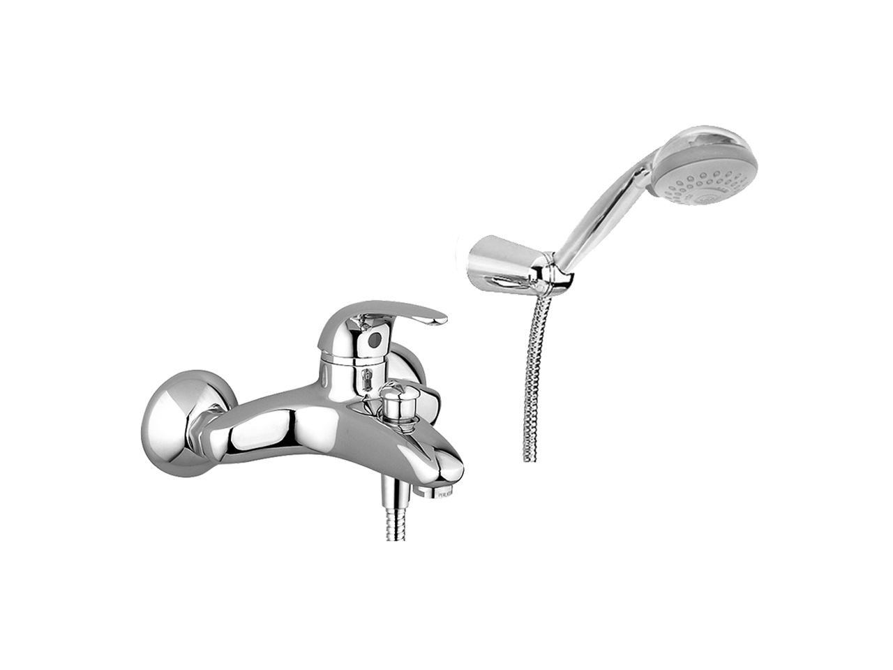 HUBERSingle lever bath mixer, with shower set NORMA