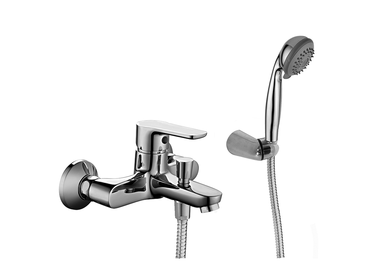 HUBERSingle lever bath mixer, with shower set SATURNO