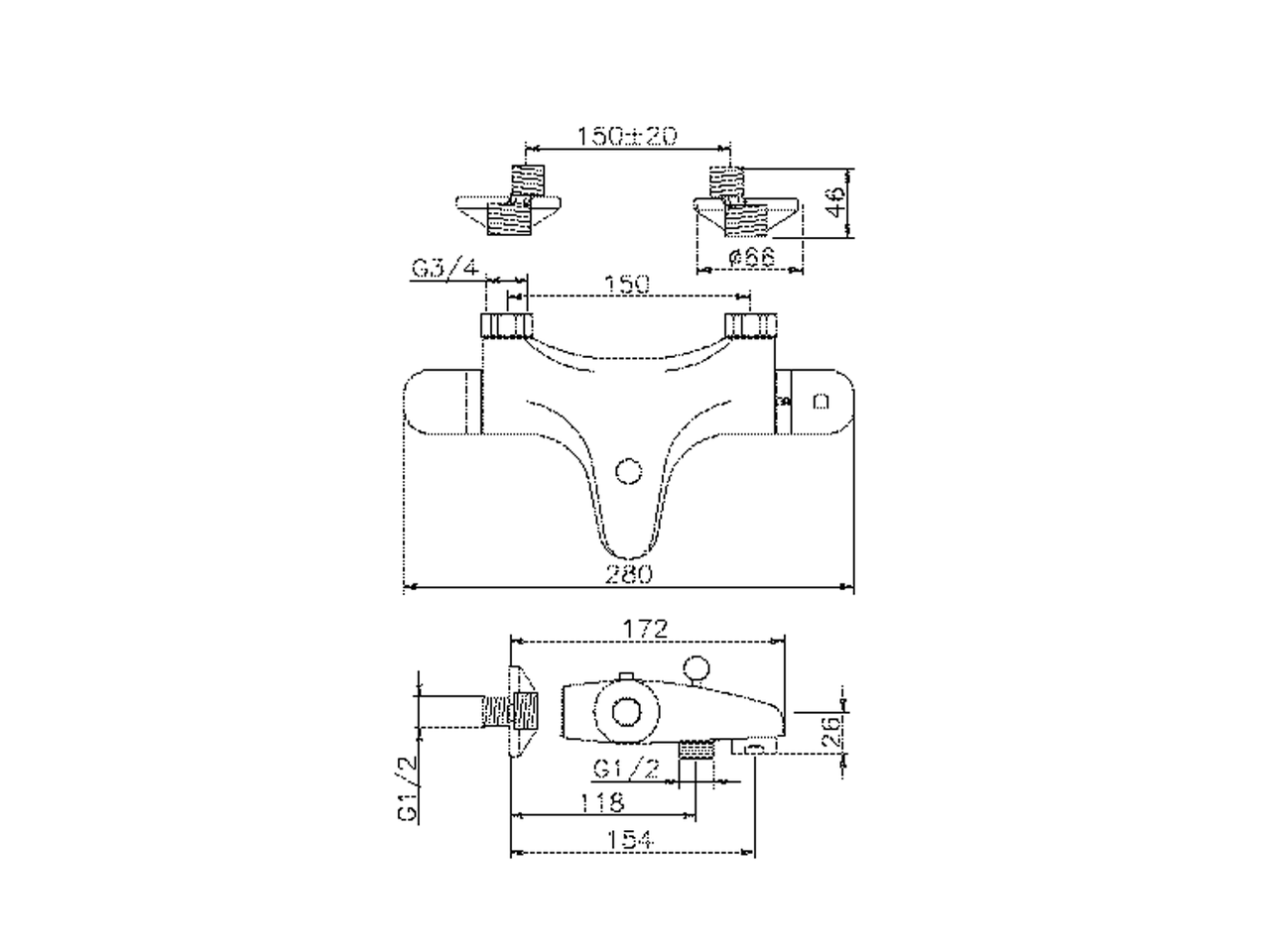 Thermostatic bath mixer THERMO_SLT25010 - v1