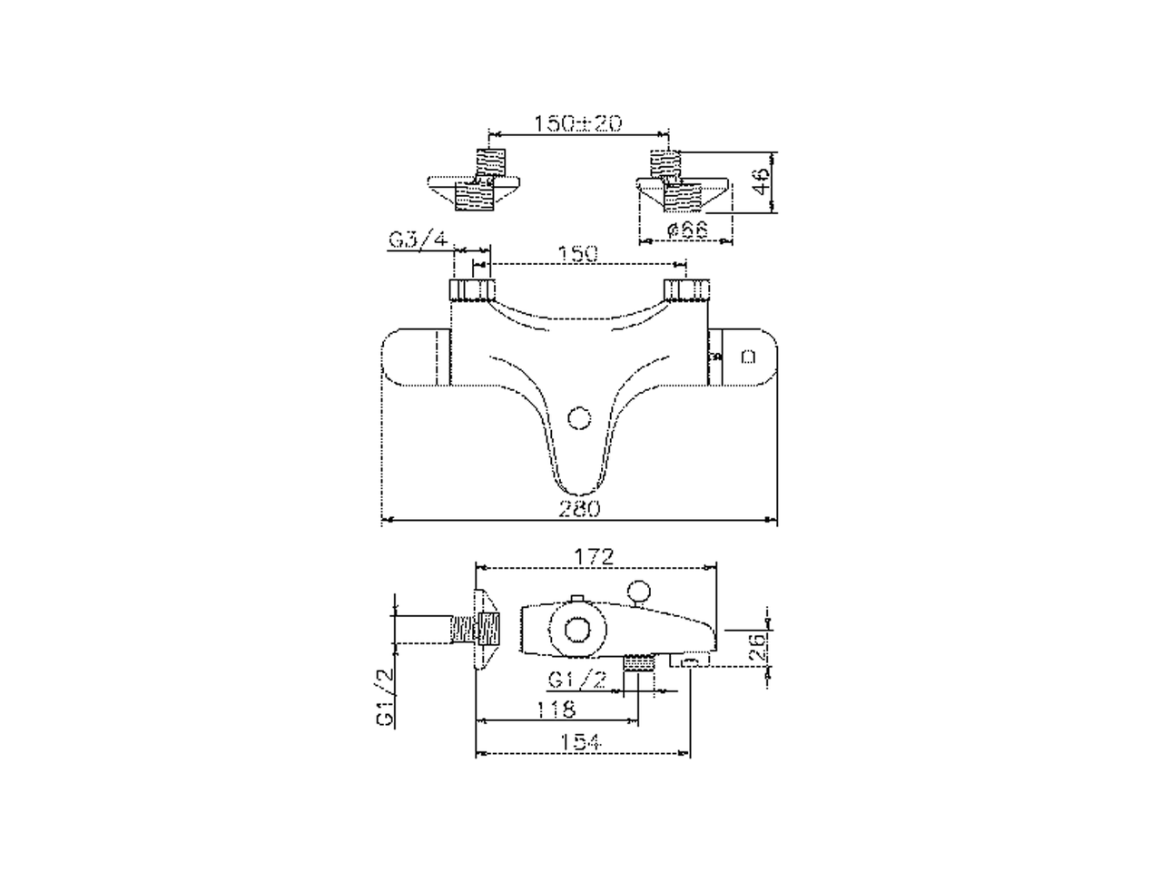 Thermostatic bath mixer THERMO_SLT25020 - v1