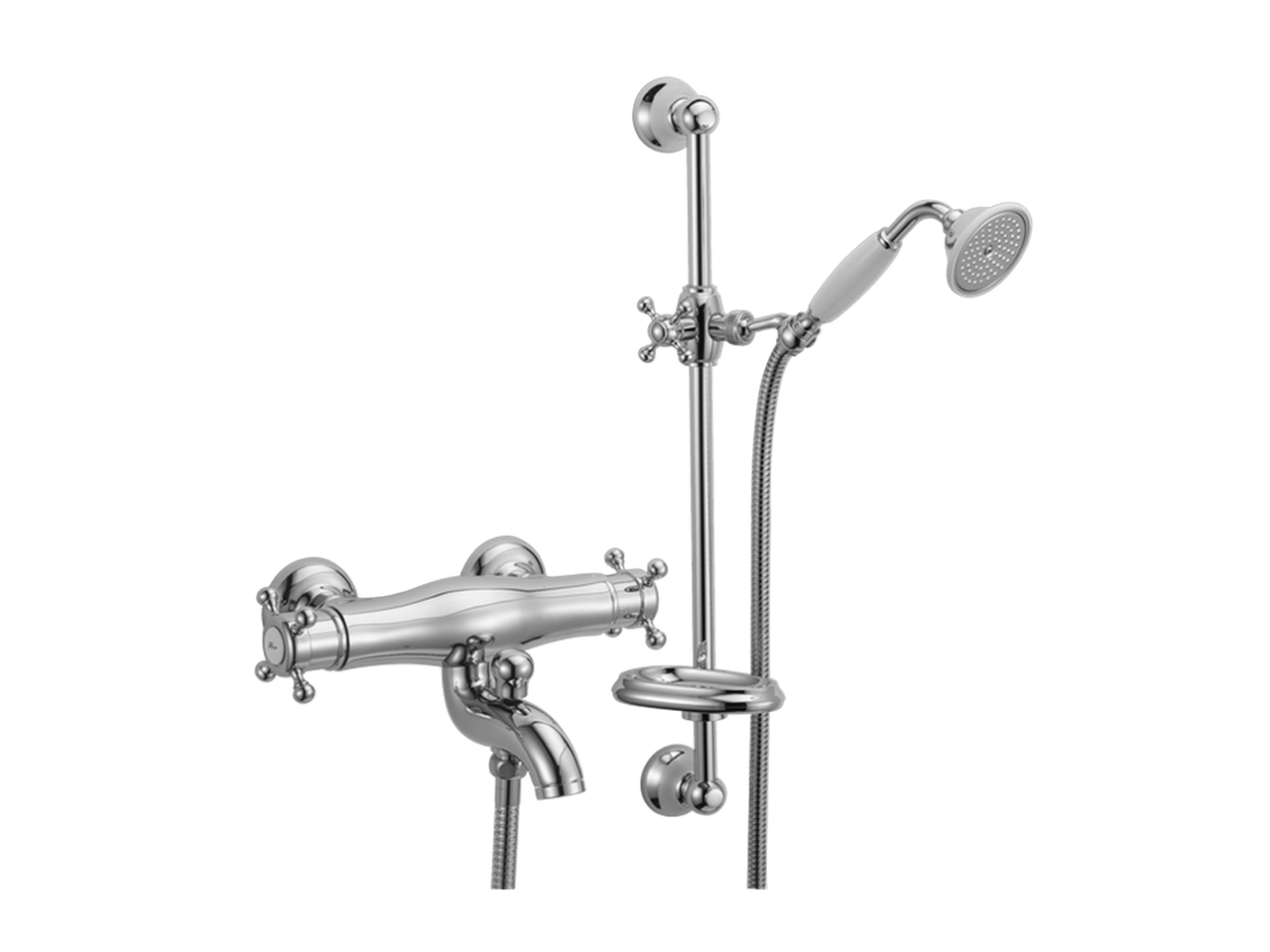 HUBERThermostatic bath-shower mixer with sliding bar VICTORIAN
