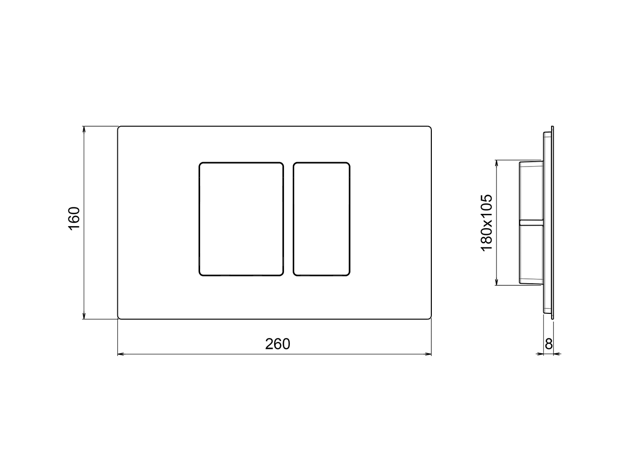 Universal toilet flush plate inox AISI 304 COMPONENTS_ZB001850 - v1
