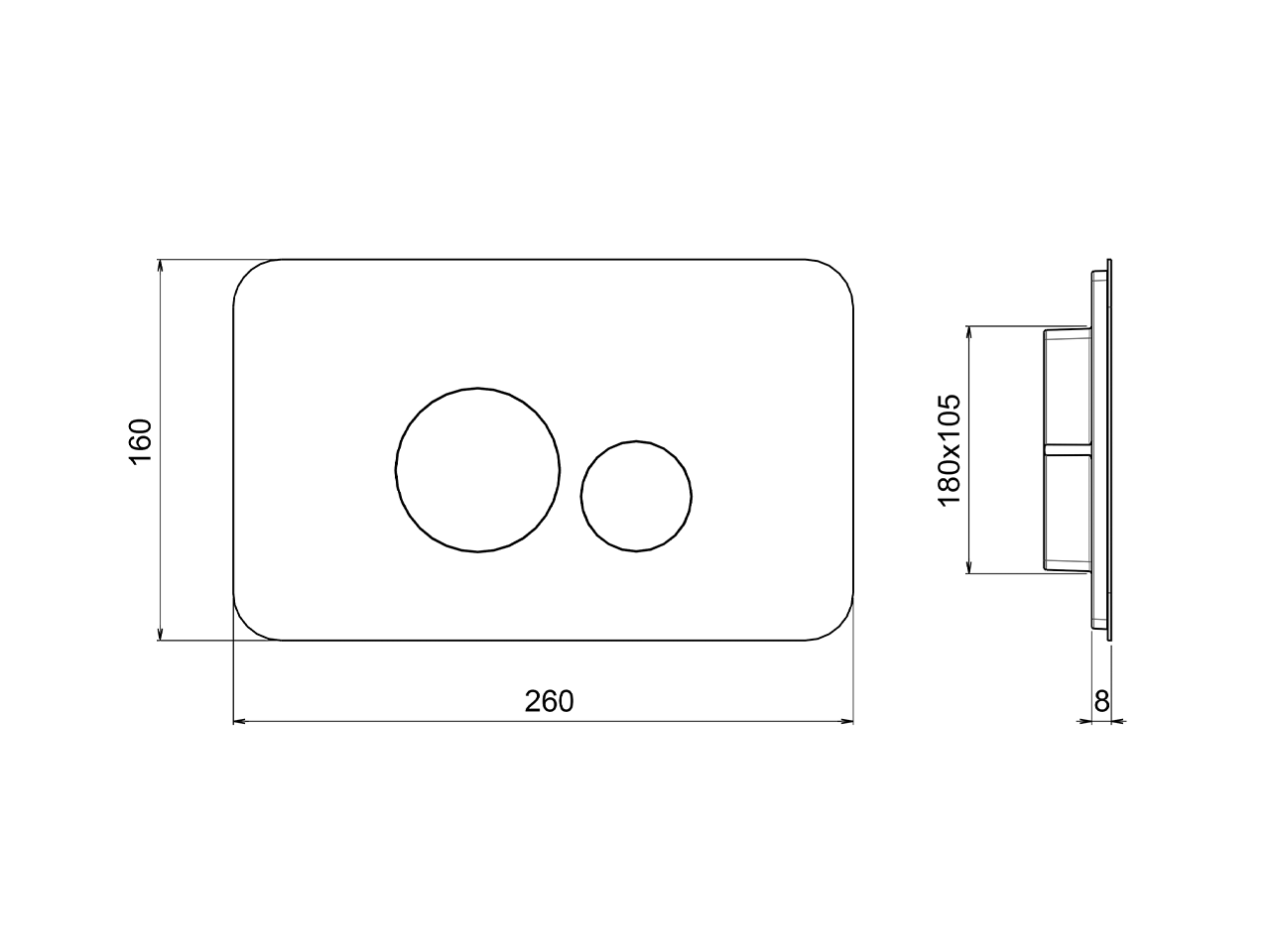 Universal toilet flush plate inox AISI 304 COMPONENTS_ZB001860 - v1